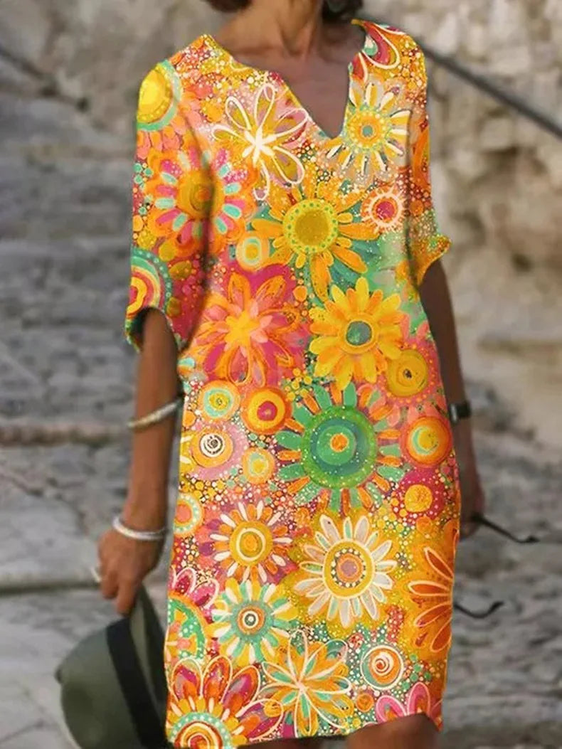 Robe florale Robe longue à motif éclatant et coupe élégante