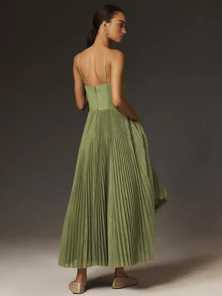 Robe midi bustier plissé avec tulle structuré