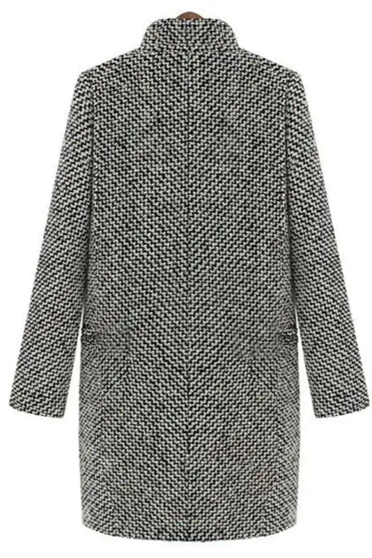 Femmes Manteau Élégant Pied-De-Poule | Mi-Long