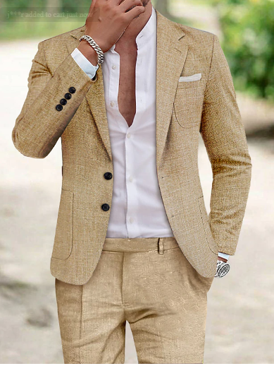Costume homme 2 pièces en lin mélangé coupe classique