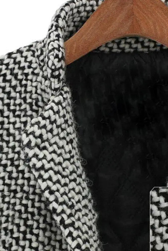 Femmes Manteau Élégant Pied-De-Poule | Mi-Long