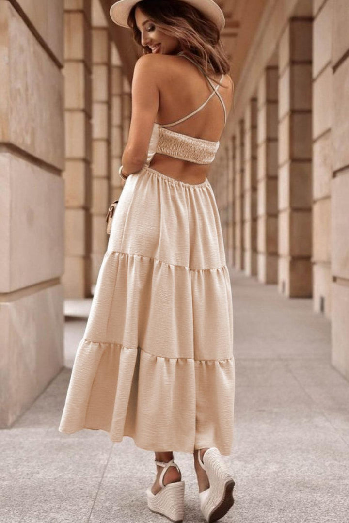 Robe longue fluide sans manches bohème