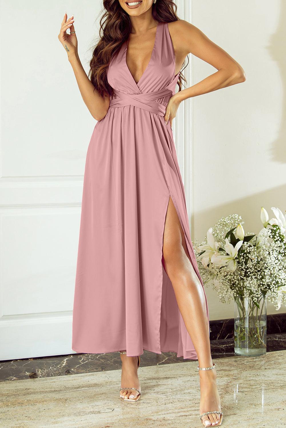 Robe longue satinée dos nu chic