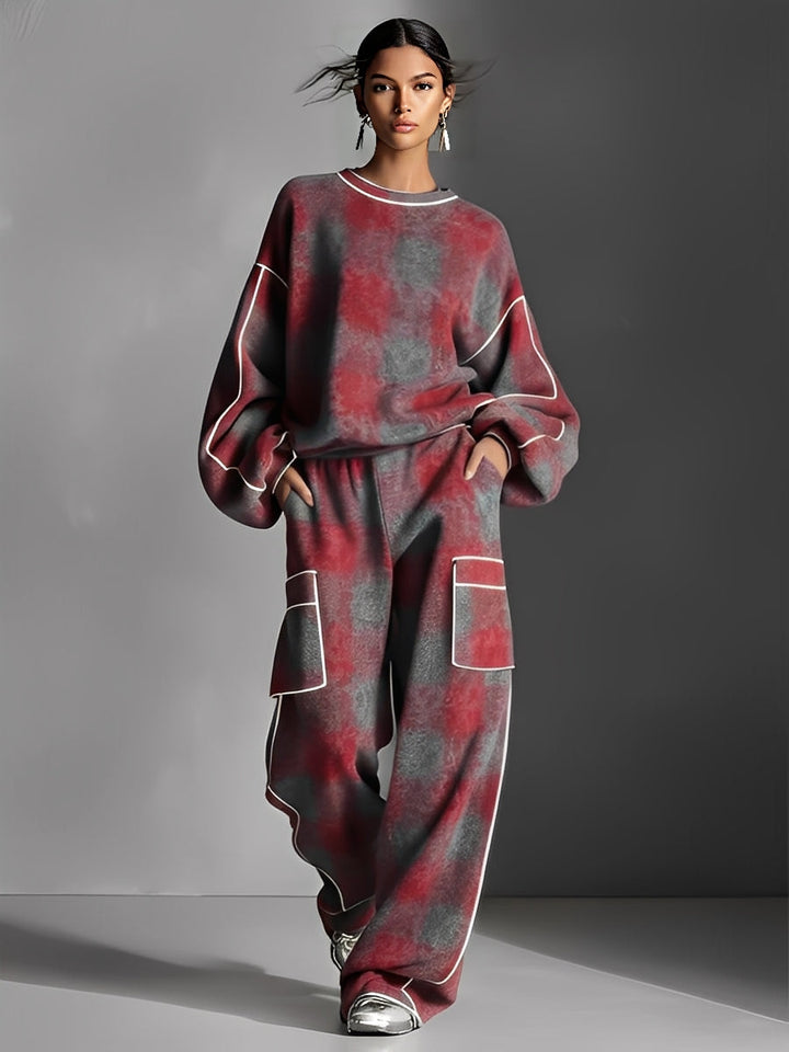 Ensemble deux-pièces à motif graphique et coupe ample pour femme | Arlena