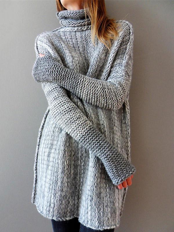 Pull col montant en tricot respirant pour femme