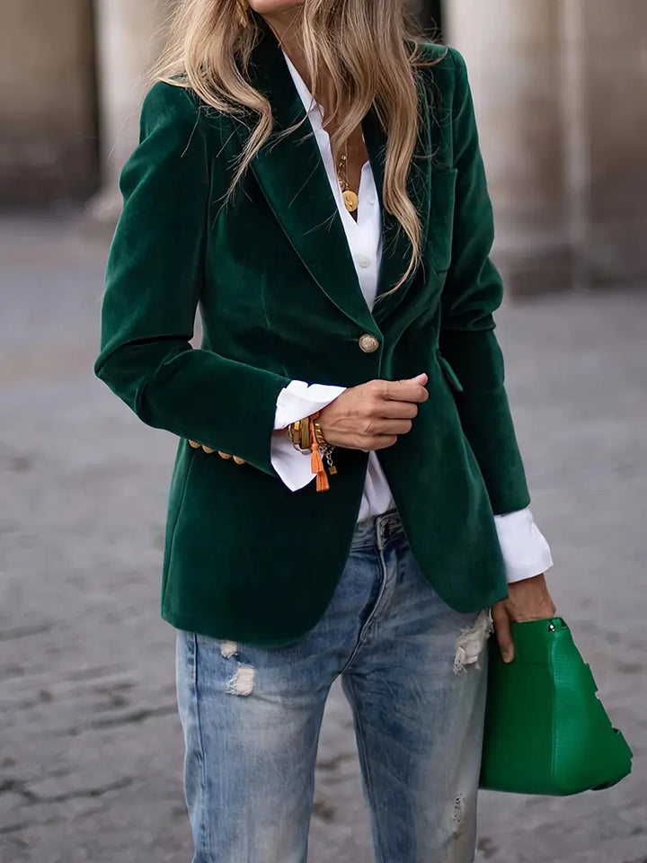 Blazer ajusté en velours avec boucle pour femme