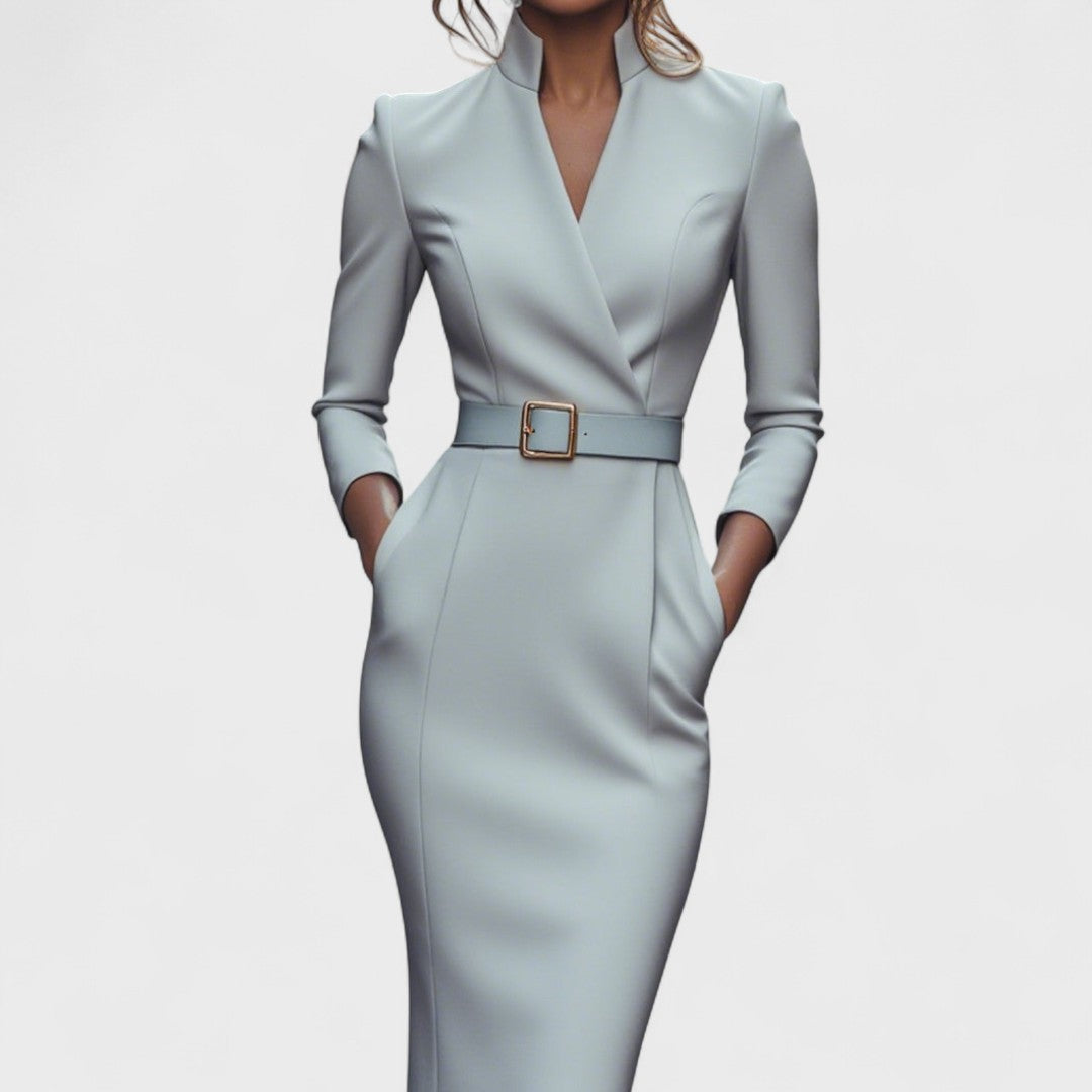 Robe Élégante Moderne | Ceinture et Col Mandarin