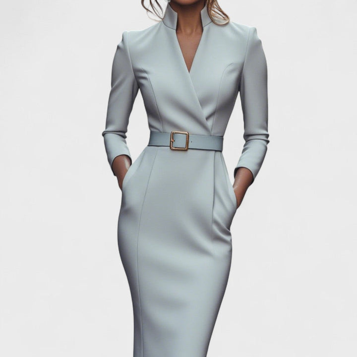 Robe Élégante Moderne | Ceinture et Col Mandarin