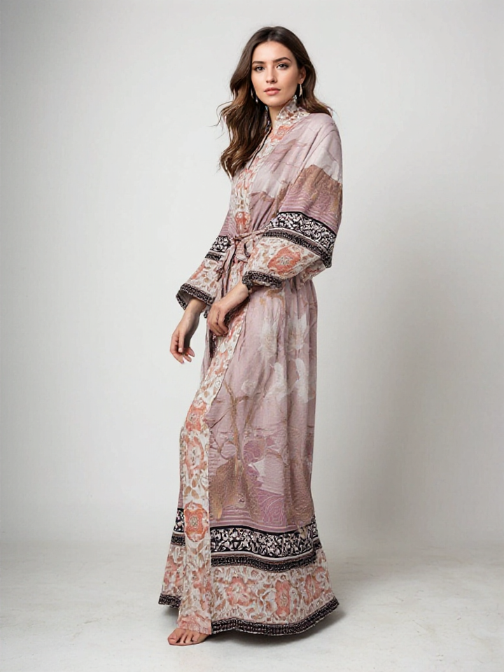 Robe kimono fluide à imprimé floral