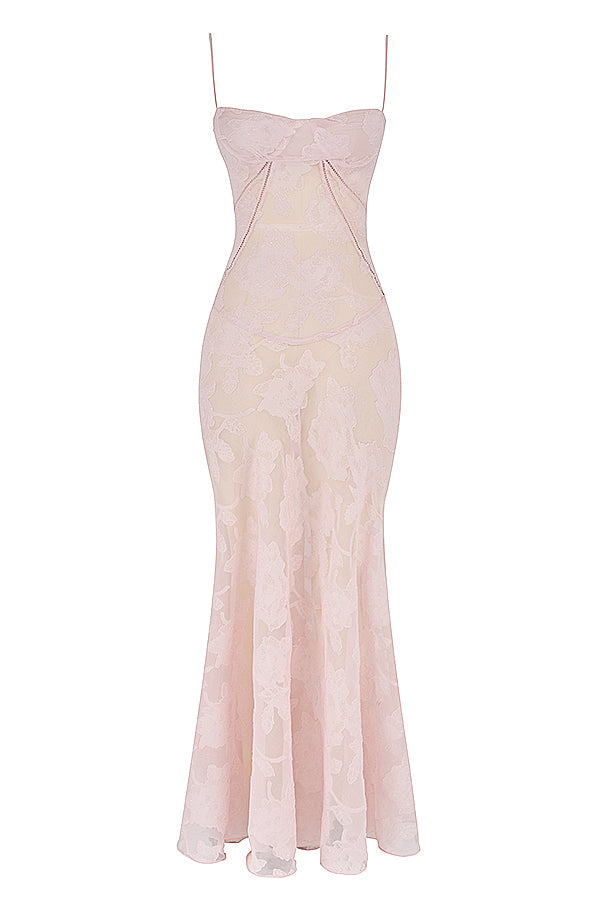 Robe longue fluide brodée dos nu été