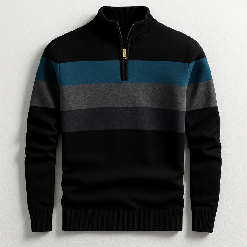 Pull rayé à col zippé pour homme | Éloen