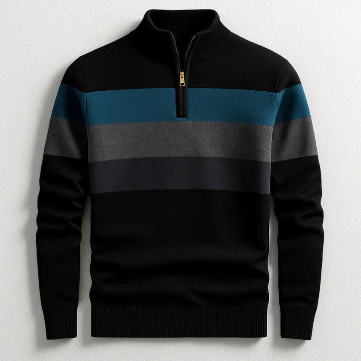 Pull rayé à col zippé pour homme | Éloen