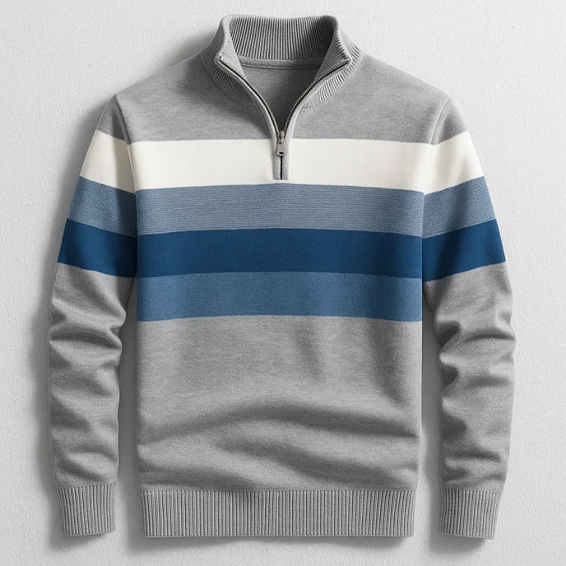 Pull rayé à col zippé pour homme | Éloen