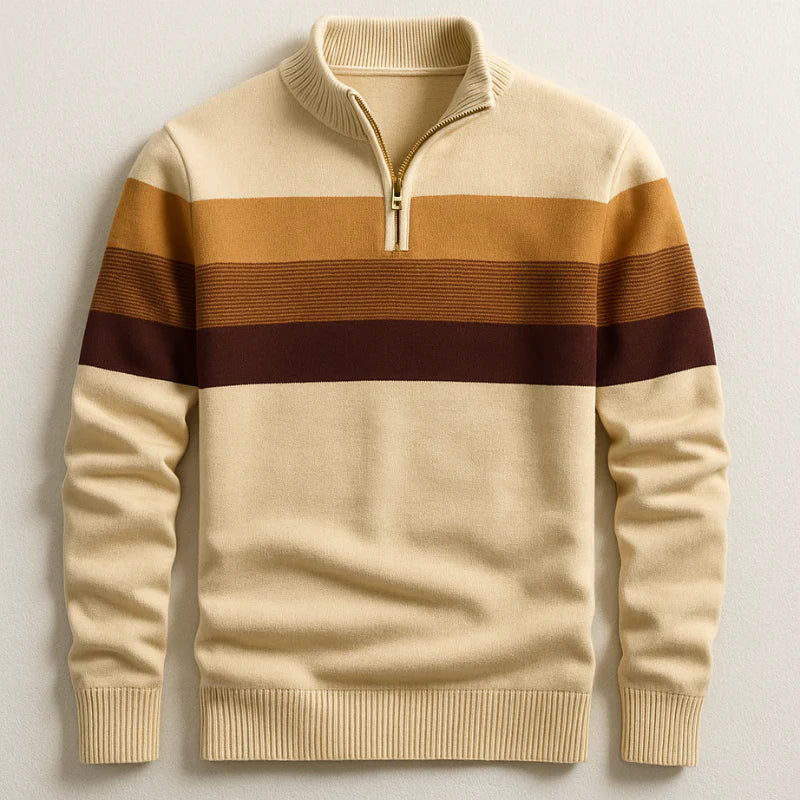 Pull rayé à col zippé pour homme | Éloen