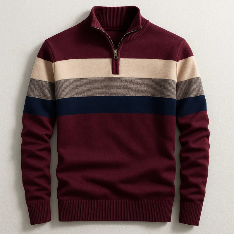 Pull rayé à col zippé pour homme | Éloen