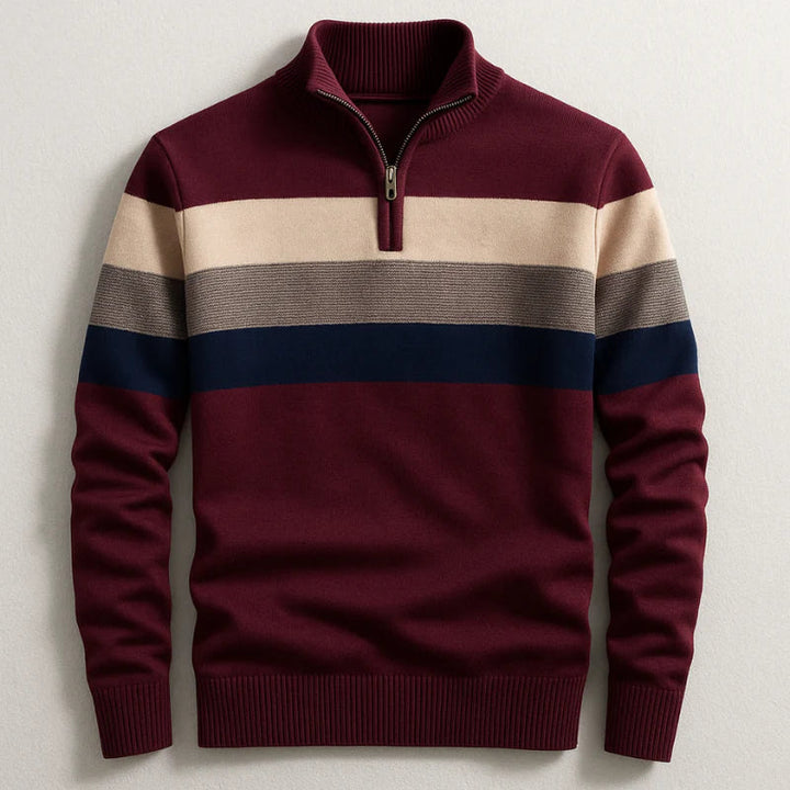 Pull rayé à col zippé pour homme | Éloen