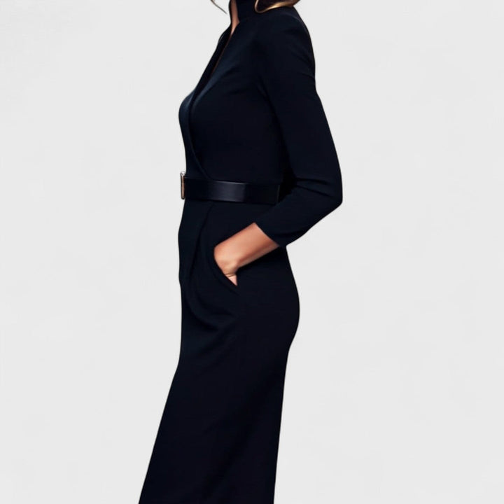 Robe Élégante Moderne | Ceinture et Col Mandarin