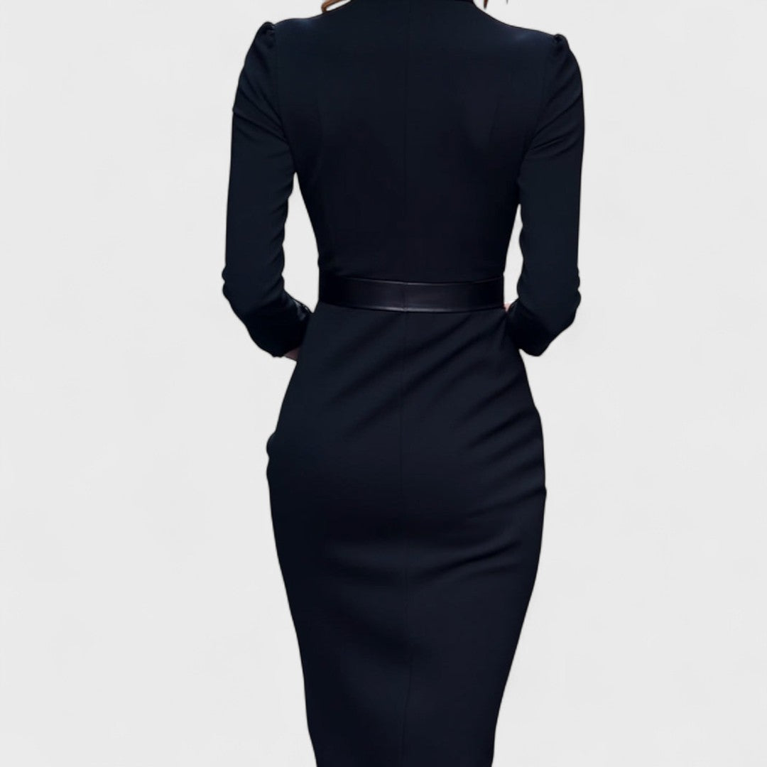 Robe Élégante Moderne | Ceinture et Col Mandarin