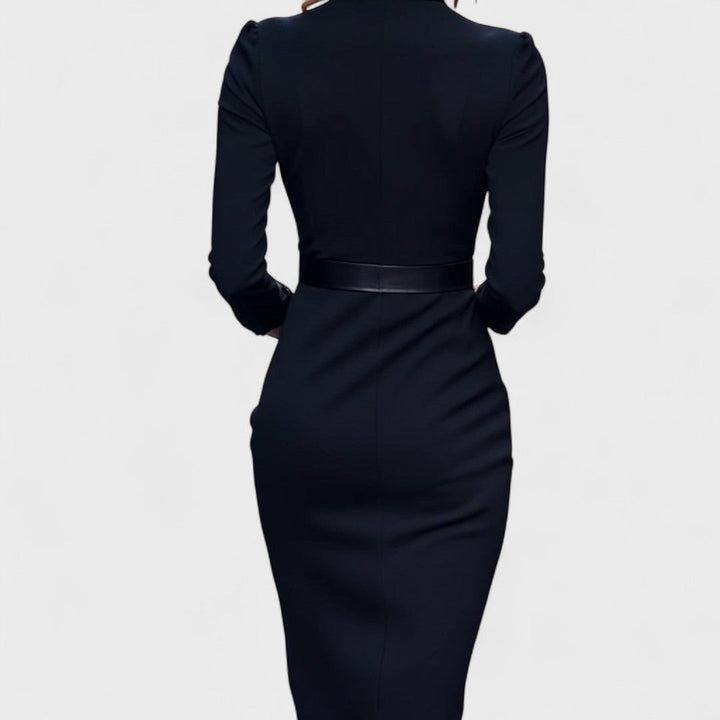 Robe Élégante Moderne | Ceinture et Col Mandarin