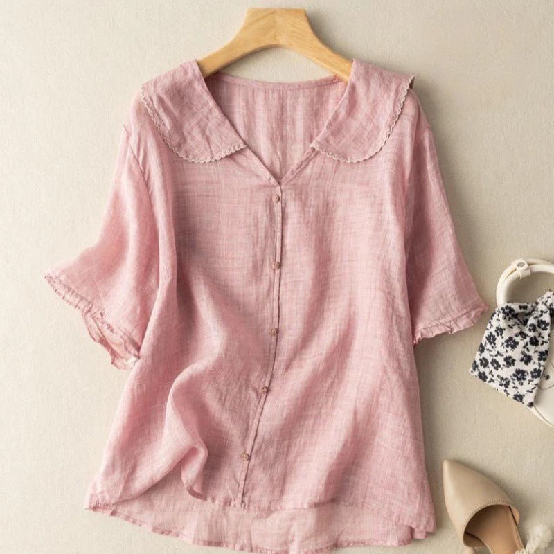 Blouse col festonné pour femme | Cléophée