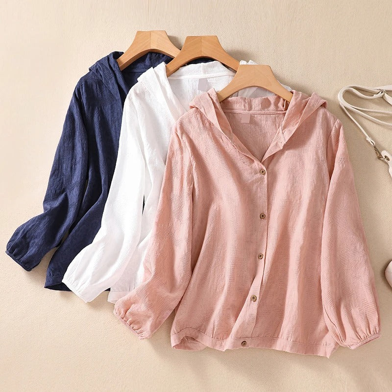 Blouse à capuche boutonnée pour femme | Mirén