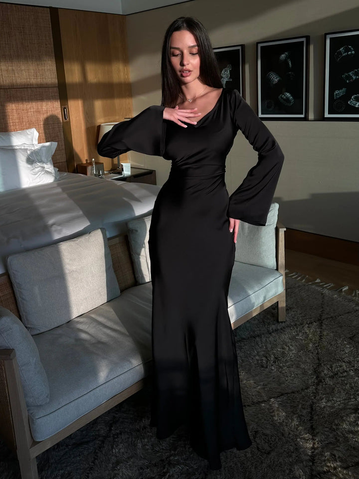 Robe maxi longue à manches, élégance intemporelle