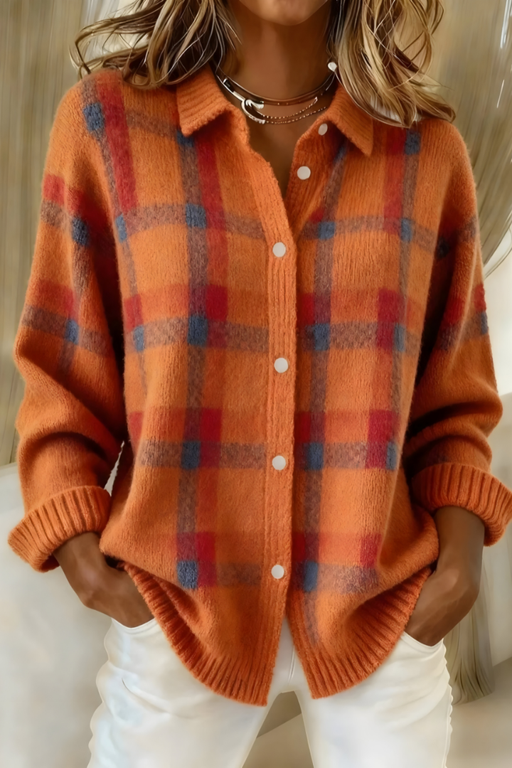 Cardigan Douillet À Carreaux Pour Femme | Tesara