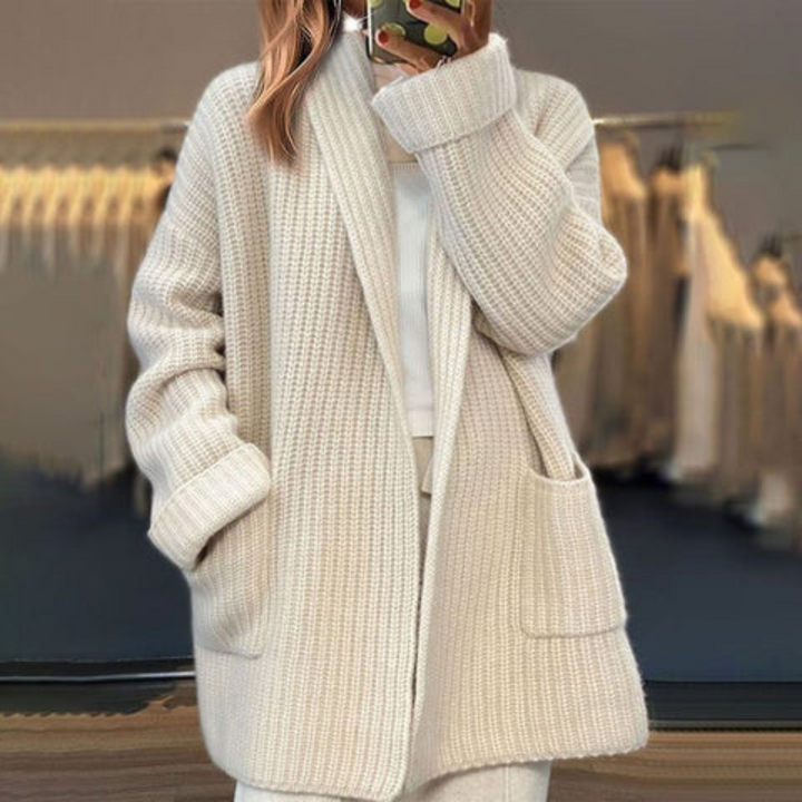 Cardigan long côtelé pour femme | Thalisse