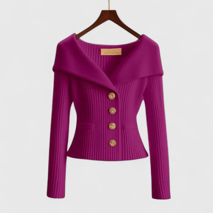 Sorvella | Cardigan Femme à Col Large avec Boutons sur le Devant