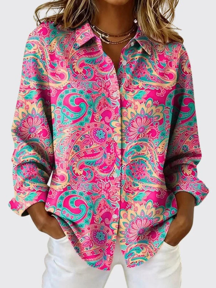 Rosalie | Blouse Femme à Imprimé Cachemire avec Boutons sur le Devant