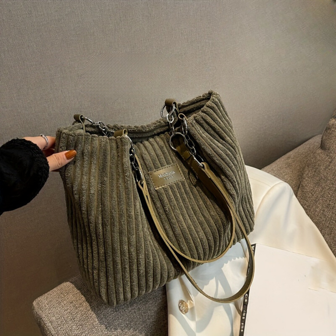 Sac bandoulière en velours côtelé avec anse réglable