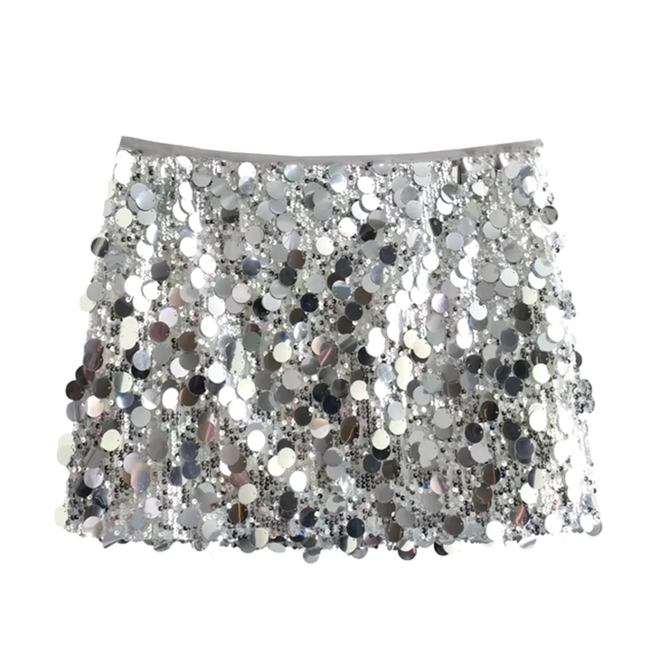 Mini-jupe scintillante taille haute ajustée