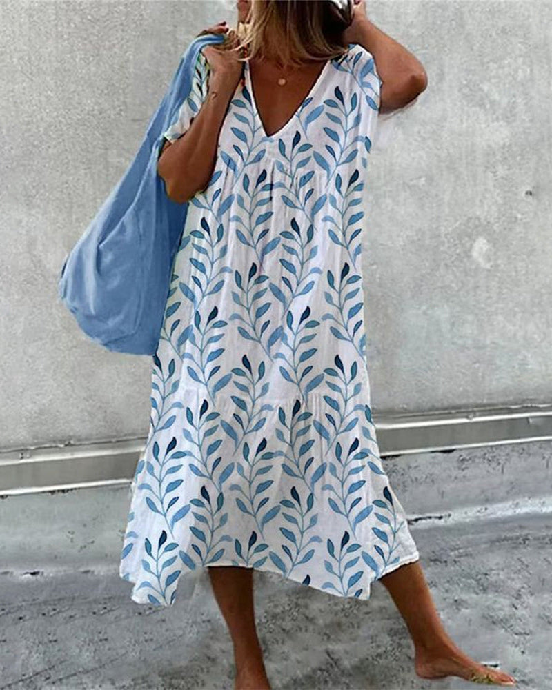 Robe midi fluide imprimé boho