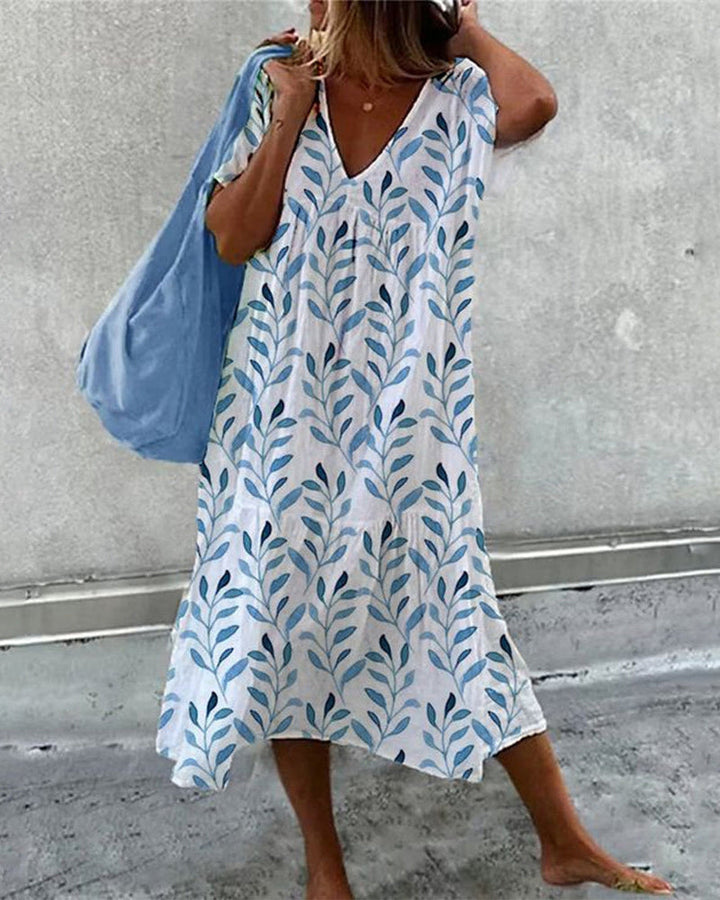Robe midi fluide imprimé boho