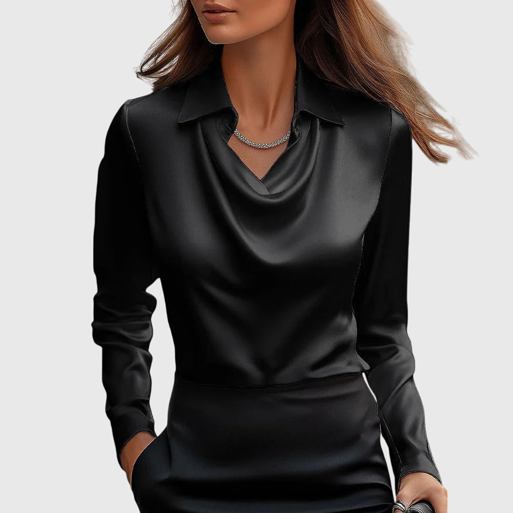 Blouse élégante à col drapé pour femme | Elmira