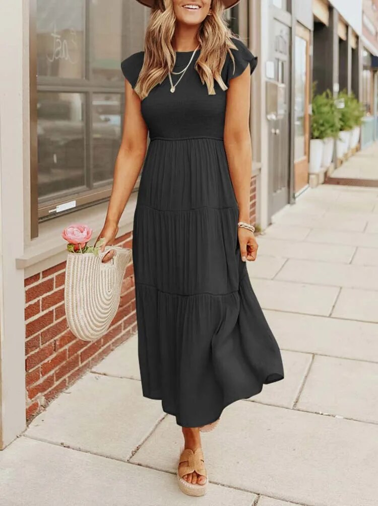 Robe à volants Robe légère à taille cintrée pour l'été