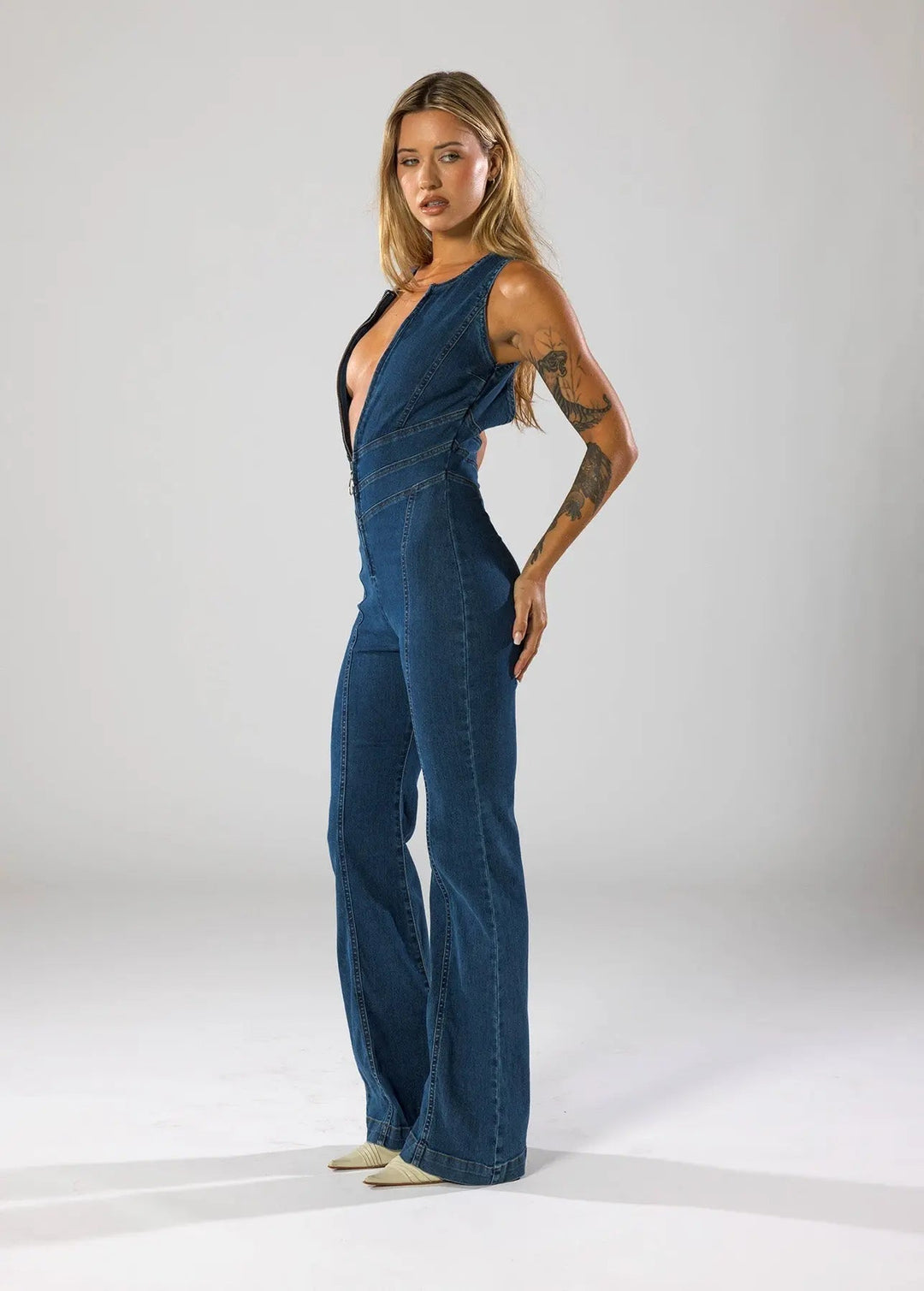 Combinaison en Denim Ajustée Style Décontracté et Vintage