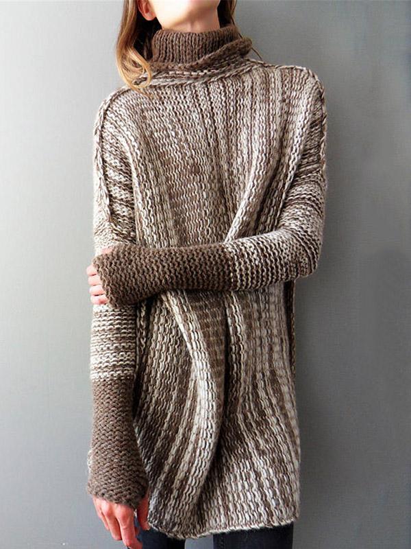 Pull col montant en tricot respirant pour femme