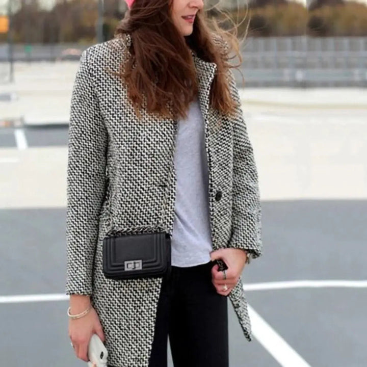 Manteau Femme Audrey | Mi-Long Pied-de-Poule