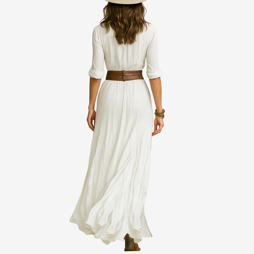 Robe Longue Élégante | Ceinturée et Fluide
