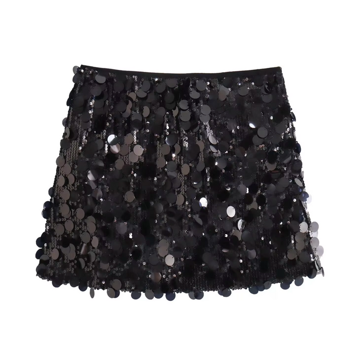 Mini-jupe scintillante taille haute ajustée