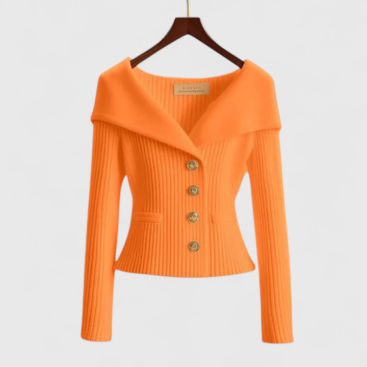 Sorvella | Cardigan Femme à Col Large avec Boutons sur le Devant