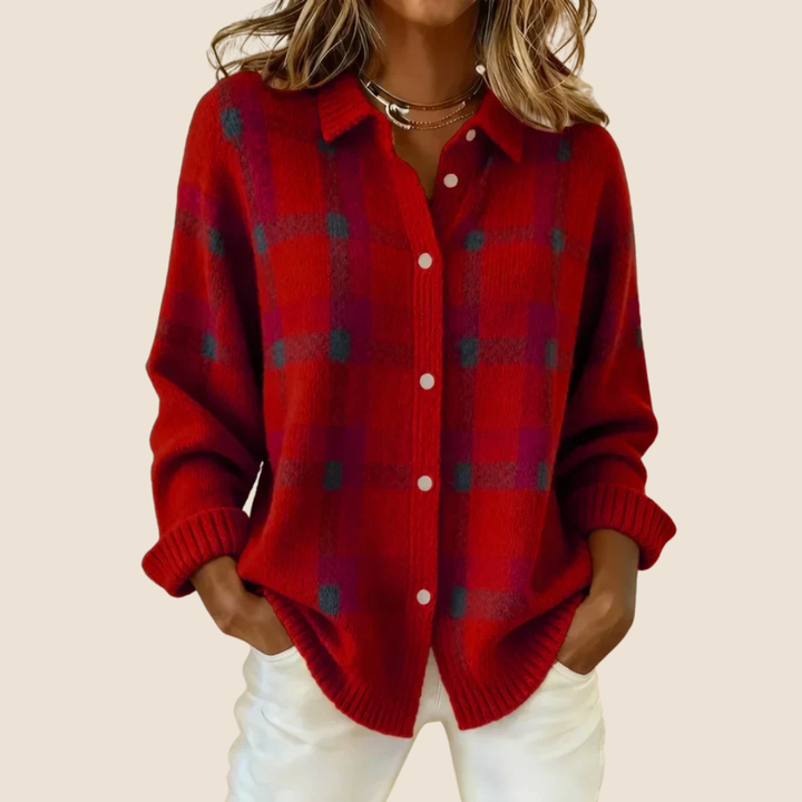 Blanchette | Pull Femme à Carreaux Col Structuré