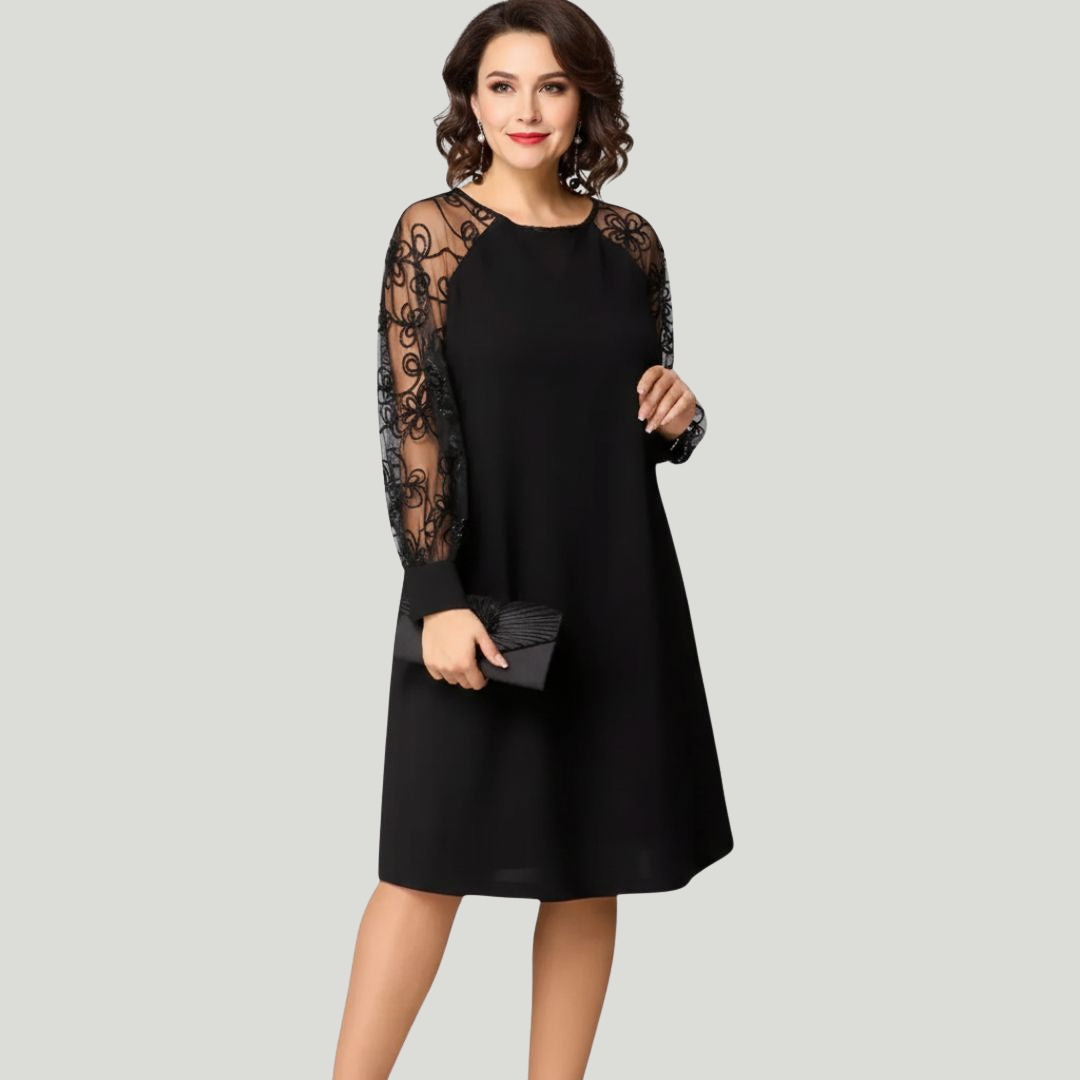 Robe élégante noire à détails raffinés pour femme | Noémie