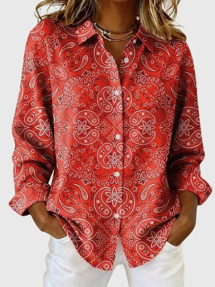 Rosalie | Blouse Femme à Imprimé Cachemire avec Boutons sur le Devant
