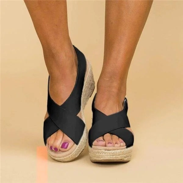 Sandales Ouvertes À Talon Compensé Confort Et Style