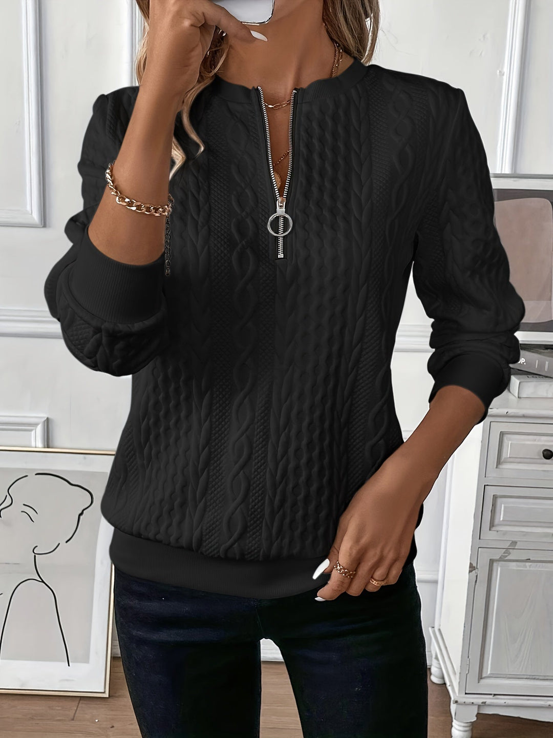 Pull Zippé Torsadé | Chaleur Décontractée