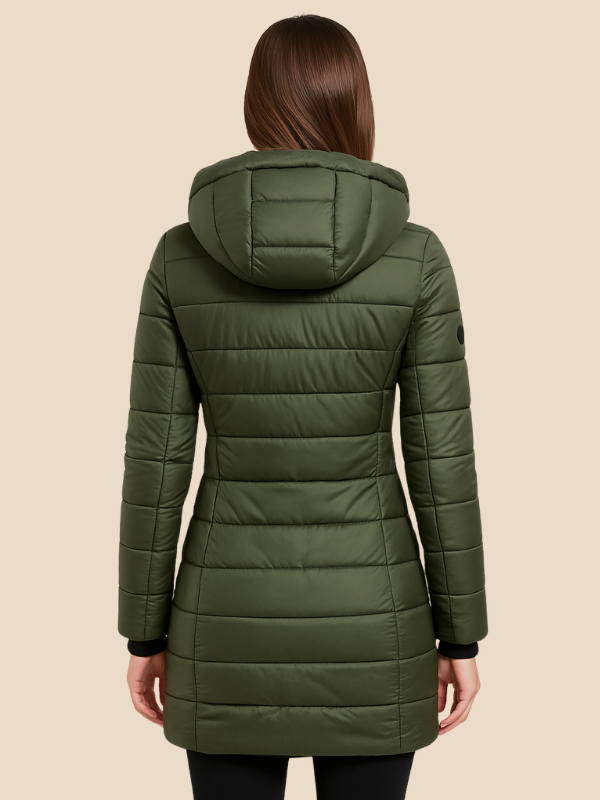 Célestine | Veste Matelassée Longue à Capuche et Zip