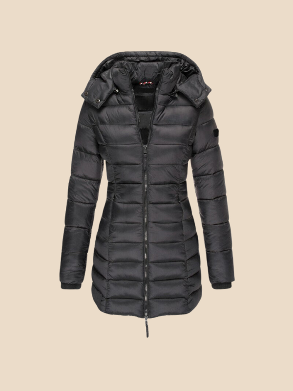 Célestine | Veste Matelassée Longue à Capuche et Zip