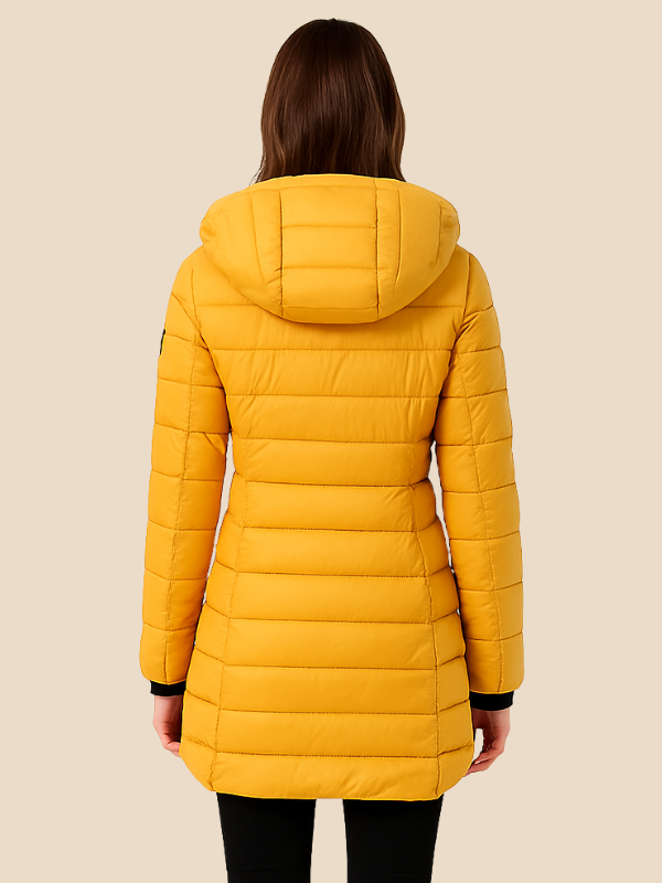 Célestine | Veste Matelassée Longue à Capuche et Zip